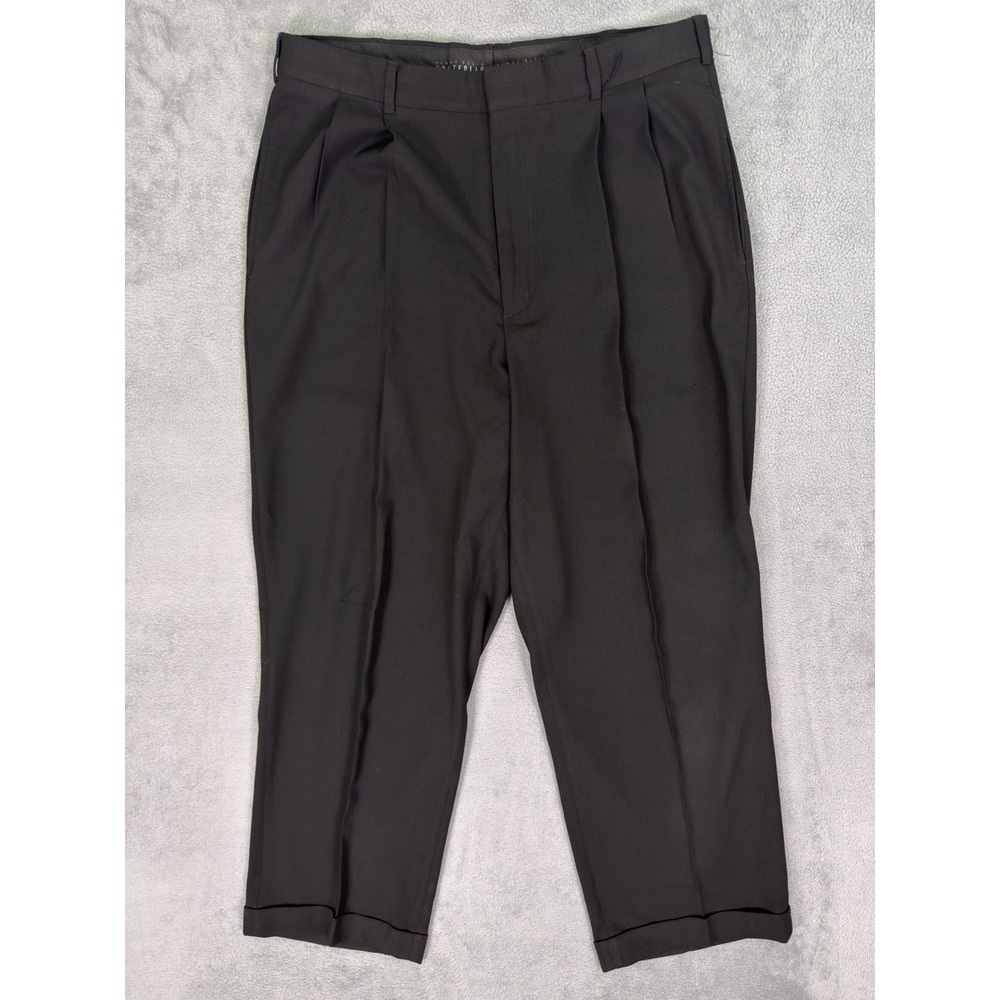 Perry Ellis Portfolio Dress Pants Mens 34x28* Black Straight Trouser Slacks Cuff